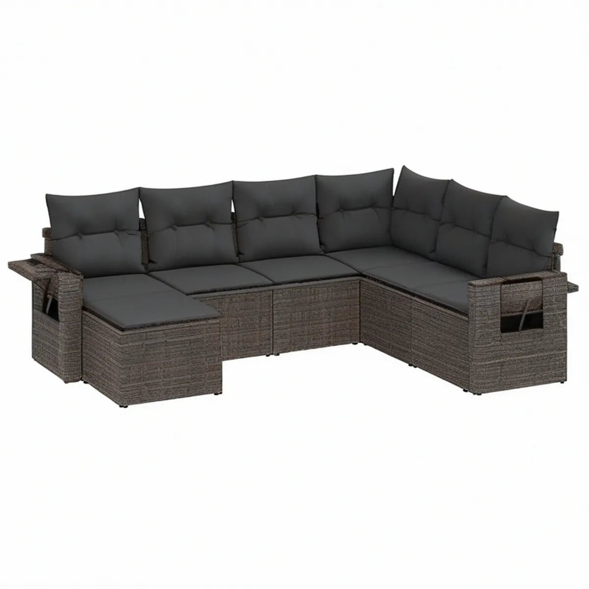 5-teiliges Garten-Lounge-Ecksofa aus PE-Rattan, Braun/Anthrazit, 280 x 210 x 70 cm